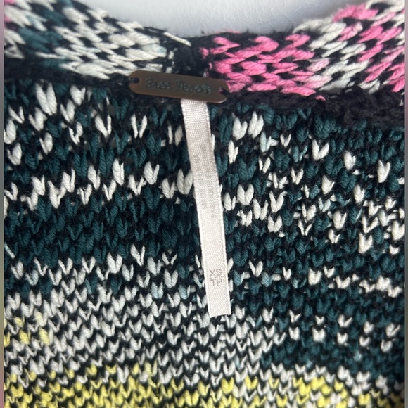 Free People XS Think Twice Cardigan Multi-Color Oversized Bohemian Hippie Boho - Picture 4 of 10